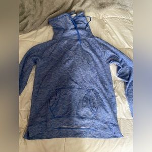 blue crewneck with neck warmer. very warm and fuzzy and comfy.